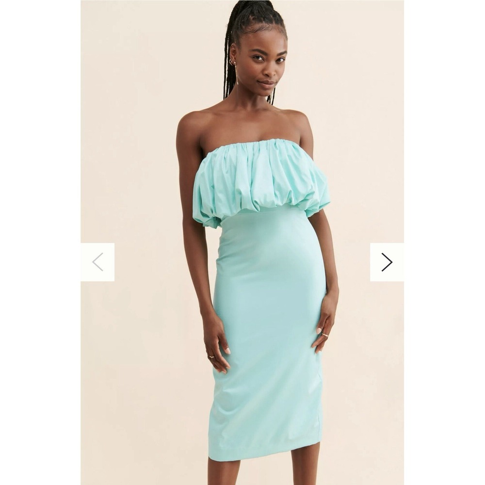 Anthropologie Let Me Be Bubble Dress Sz M Puffy Retro 80s Prom Turquoise NWT